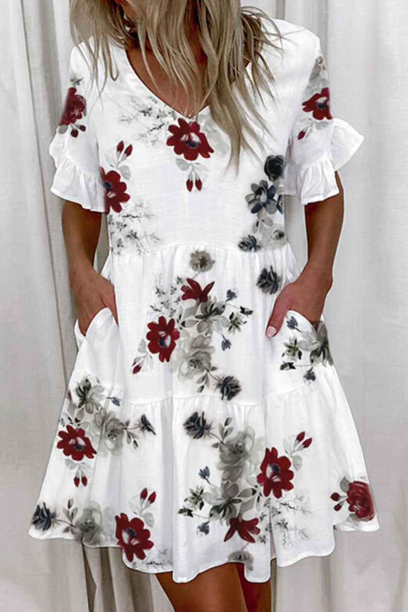 Minivestidos casuales con cuello en V y estampado en forma de A (7 colores)