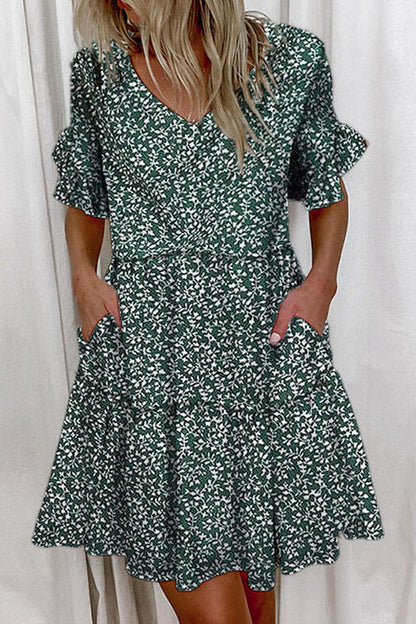 Minivestidos casuales con cuello en V y estampado en forma de A (7 colores)