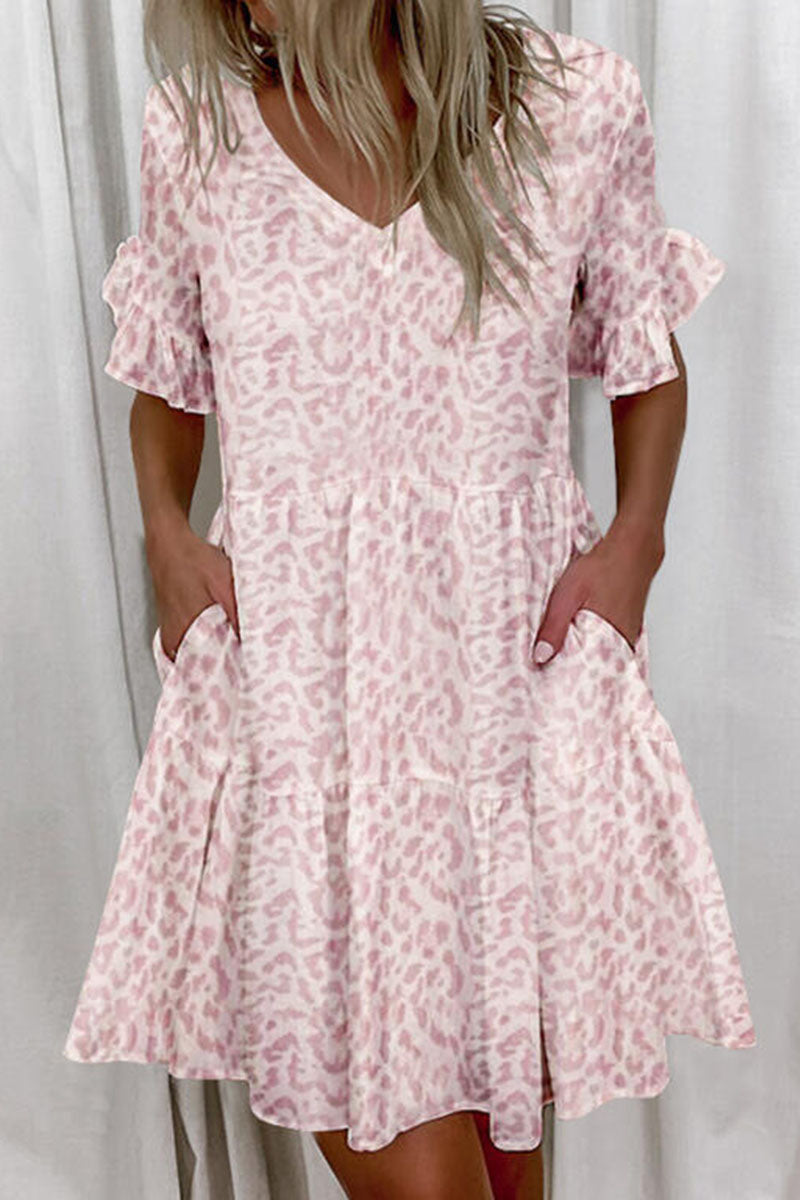 Minivestidos casuales con cuello en V y estampado en forma de A (7 colores)