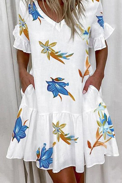 Minivestidos casuales con cuello en V y estampado en forma de A (7 colores)