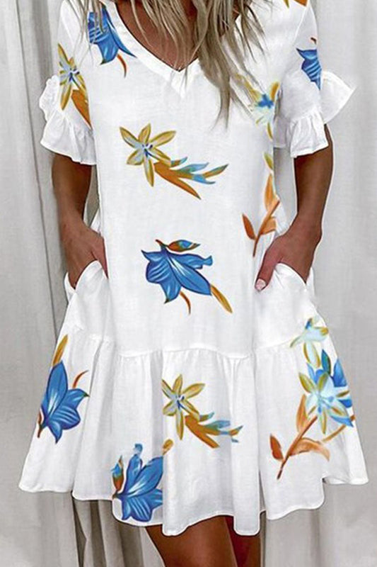 Minivestidos casuales con cuello en V y estampado en forma de A (7 colores)