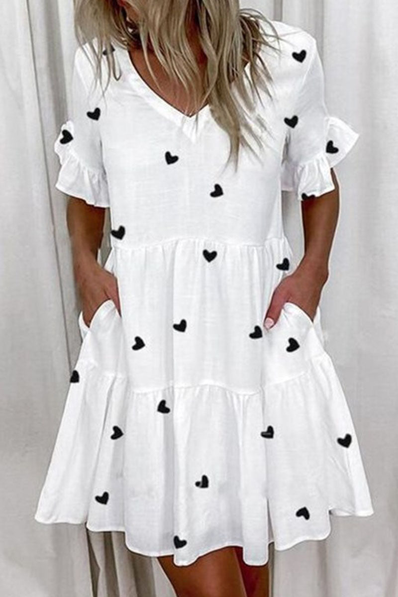 Minivestidos casuales con cuello en V y estampado en forma de A (7 colores)