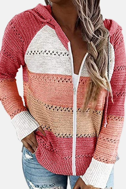 Sudadera con capucha y cuello con cremallera en color urbano (10 colores)