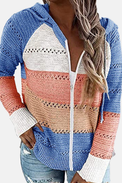 Sudadera con capucha y cuello con cremallera en color urbano (10 colores)