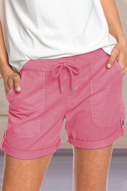 Pantalones casuales rectos con bolsillos lisos de color liso (8 colores)