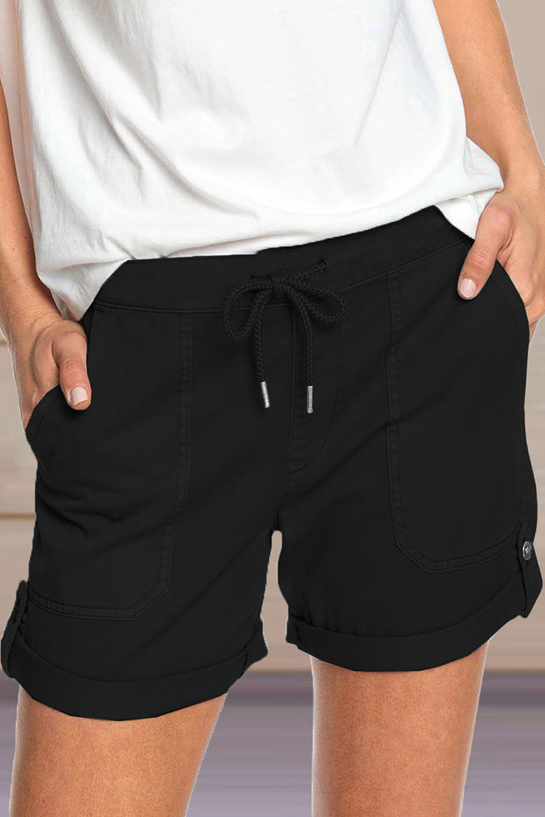 Pantalones casuales rectos con bolsillos lisos de color liso (8 colores)