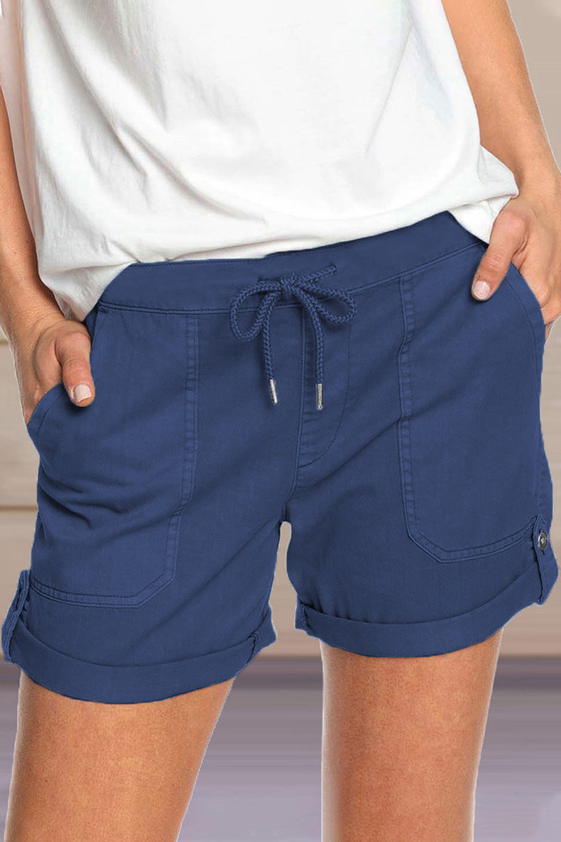 Pantalones casuales rectos con bolsillos lisos de color liso (8 colores)