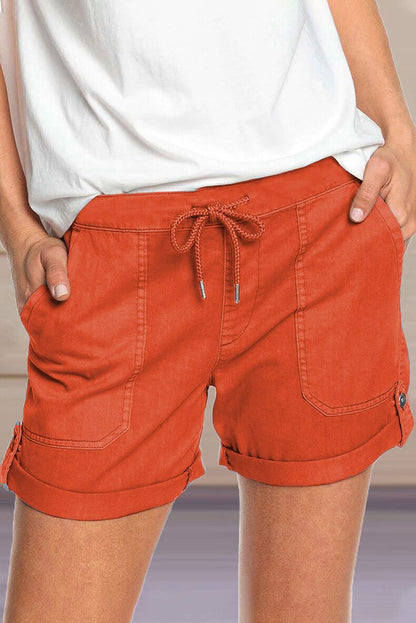Pantalones casuales rectos con bolsillos lisos de color liso (8 colores)