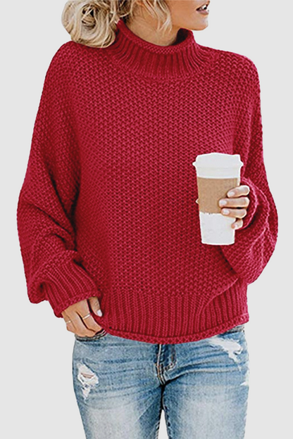 Suéteres casuales de cuello alto con parches sólidos (11 colores)