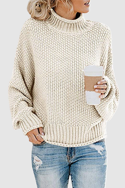 Suéteres casuales de cuello alto con parches sólidos (11 colores)
