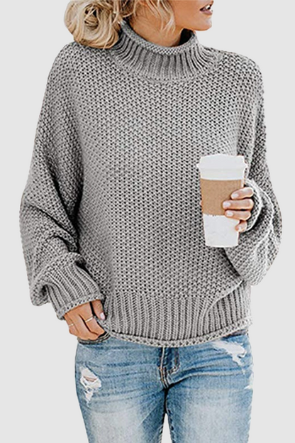 Suéteres casuales de cuello alto con parches sólidos (11 colores)