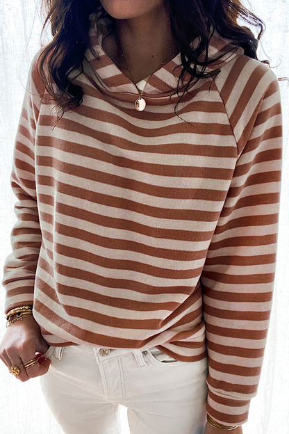 Tops casuales con cuello y capucha de patchwork a rayas (3 colores)