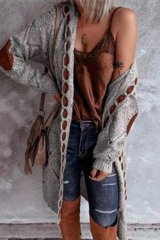 Suéter informal con cuello y capucha en contraste de patchwork urbano (7 colores)