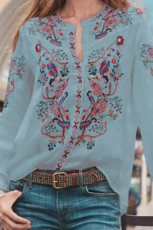 Blusas de cuello mandarín con patchwork y estampado urbano de moda (3 colores)