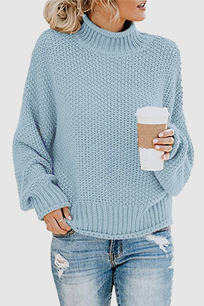 Suéteres casuales de cuello alto con parches sólidos (11 colores)