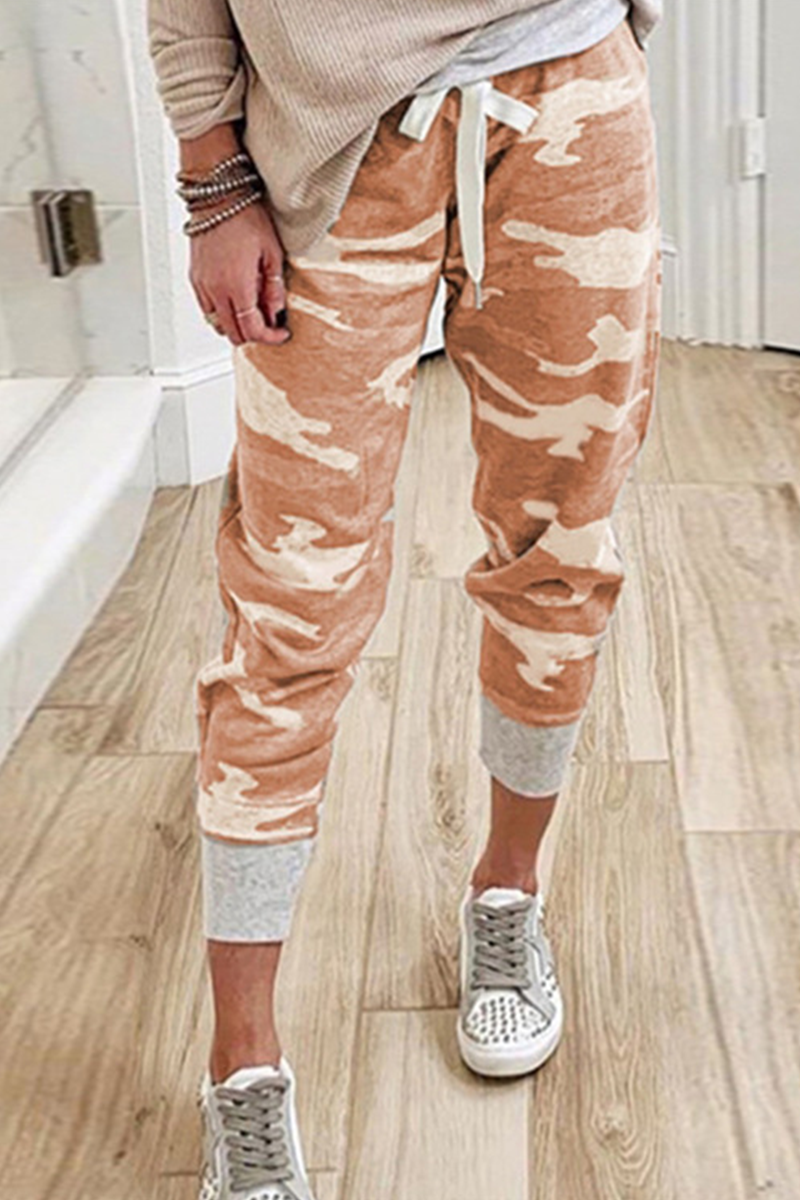 Pantalones capri informales con estampado de camuflaje y cordón ajustable (3 colores)