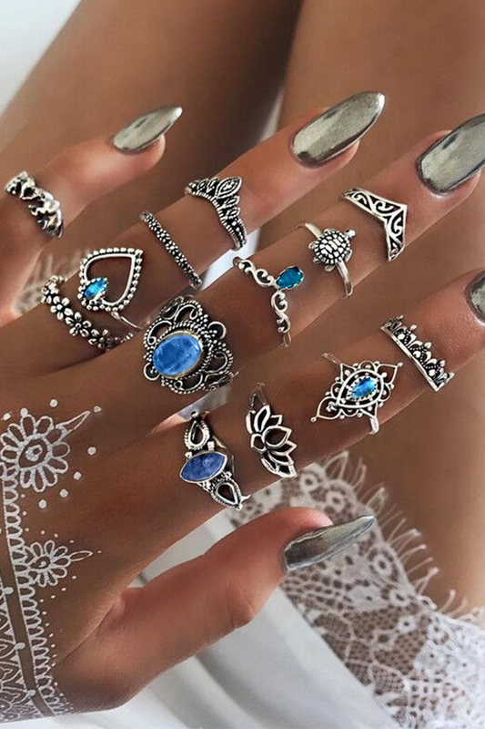 Anillos de unión divididos de patchwork vintage de moda