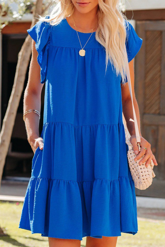 Vestidos casuales con falda pastel y escote en V liso (4 colores)