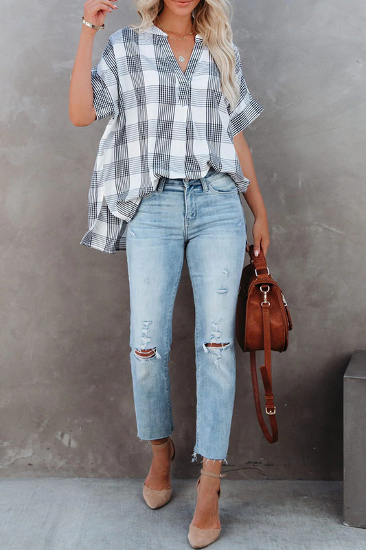 Tops de cuello vuelto con parches sólidos de moda