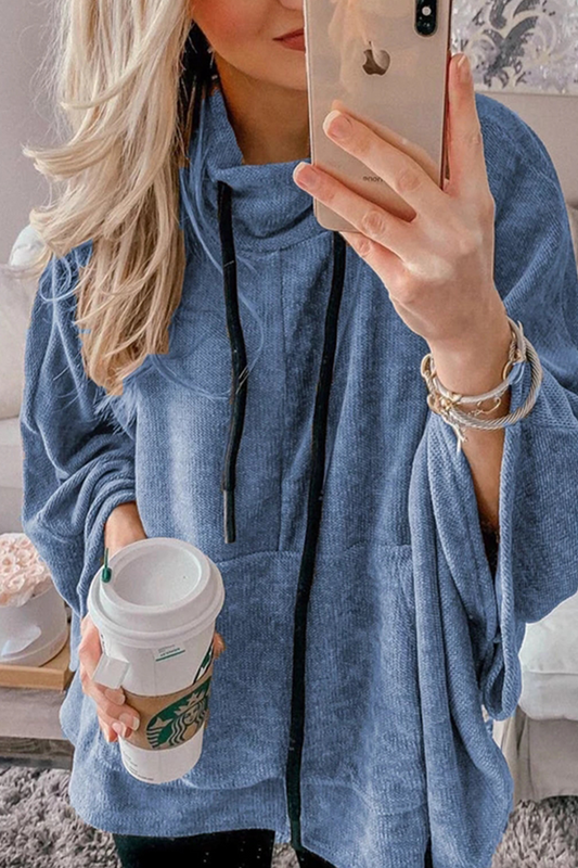 Sudadera con capucha de cuello alto, estilo moderno, con cordón ajustable (4 colores)