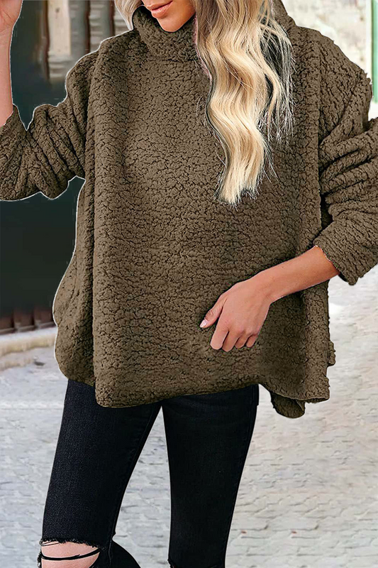 Sudadera informal de cuello alto con parches lisos (6 colores)