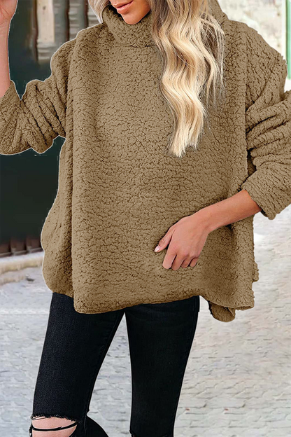 Sudadera informal de cuello alto con parches lisos (6 colores)