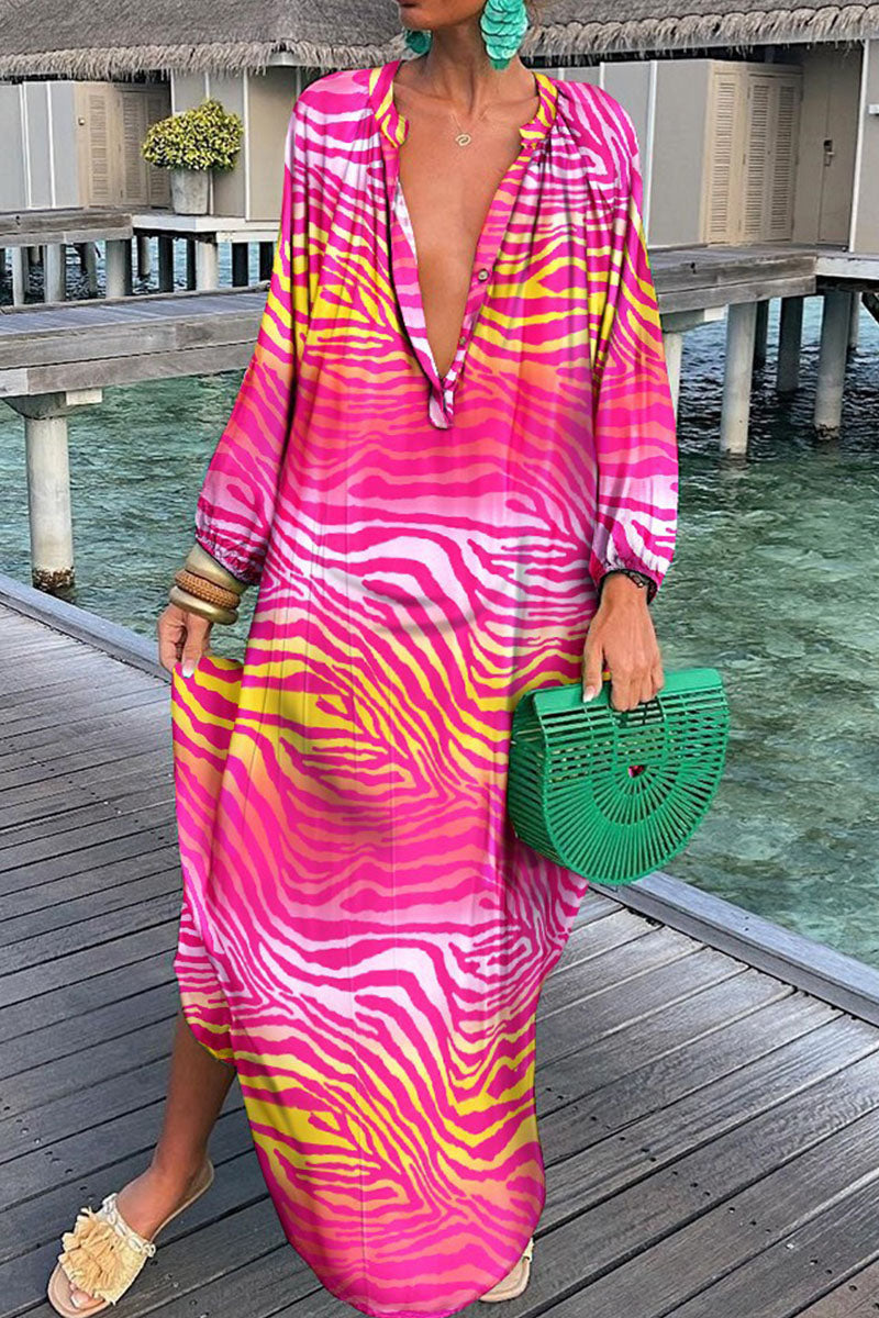 Vestidos rectos con cuello en V y estampado de patchwork sexy de moda (10 colores)