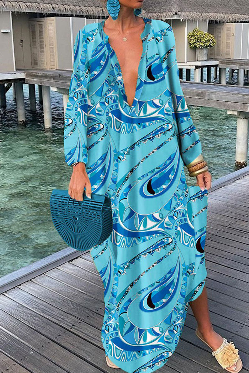 Vestidos rectos con cuello en V y estampado de patchwork sexy de moda (10 colores)