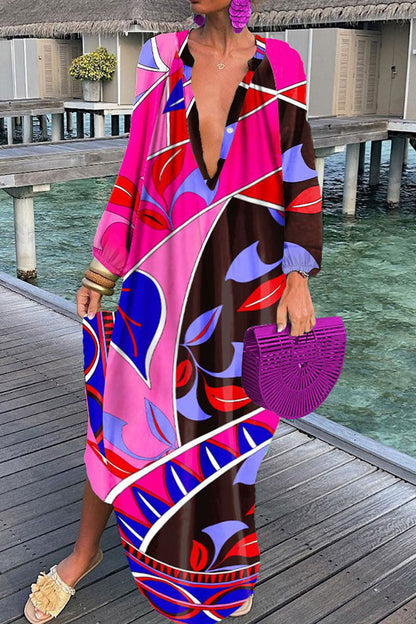Vestidos rectos con cuello en V y estampado de patchwork sexy de moda (10 colores)