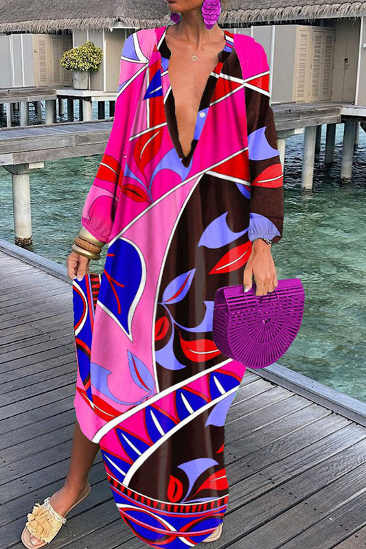 Vestidos rectos con cuello en V y estampado de patchwork sexy de moda (10 colores)