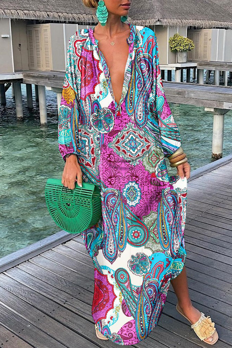 Vestidos rectos con cuello en V y estampado de patchwork sexy de moda (10 colores)