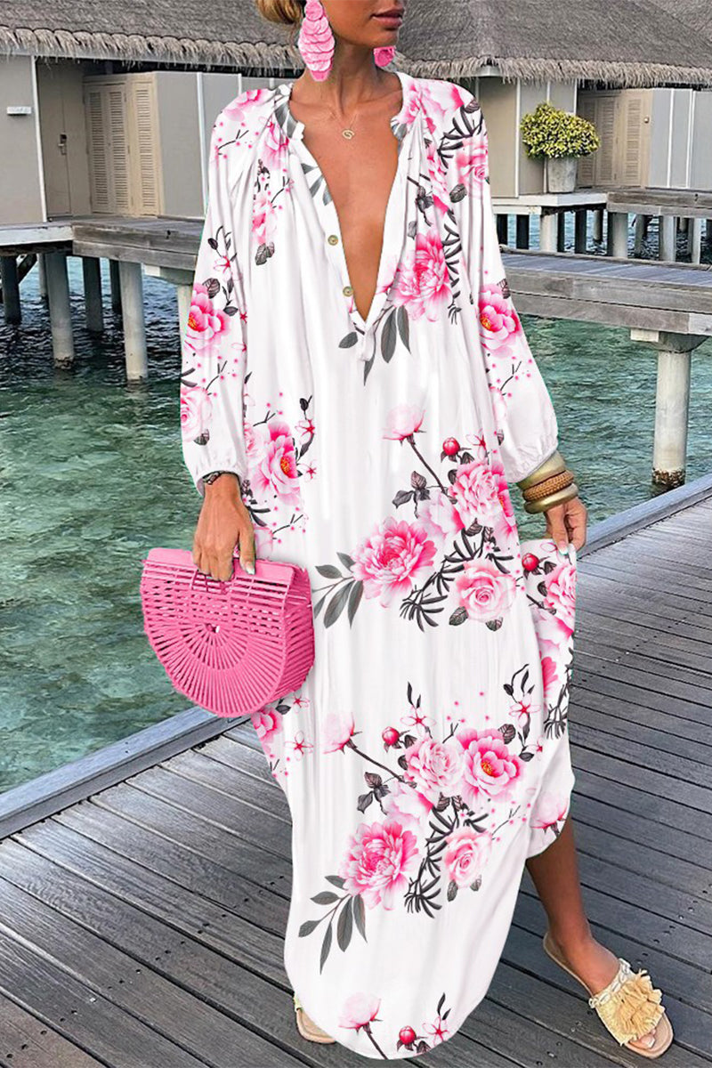 Vestidos rectos con cuello en V y estampado de patchwork sexy de moda (10 colores)
