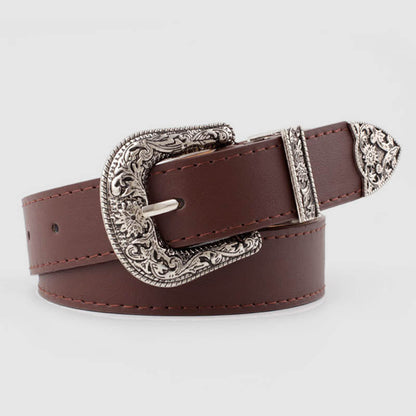 Cinturón básico con hebilla tallada vintage estilo western de Wisherryy