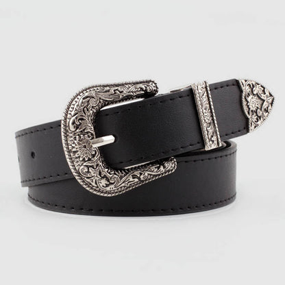 Cinturón básico con hebilla tallada vintage estilo western de Wisherryy