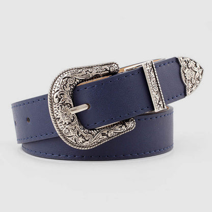 Cinturón básico con hebilla tallada vintage estilo western de Wisherryy