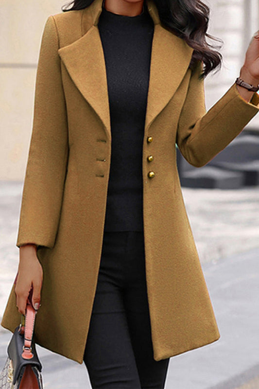 Elegante prenda exterior con cuello vuelto, hebilla y patchwork liso (3 colores)