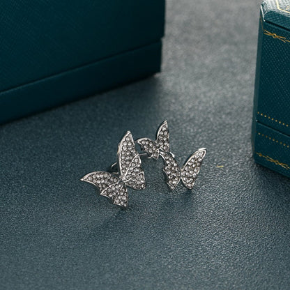 Anillos casuales de mariposa con diamantes de imitación para uso diario
