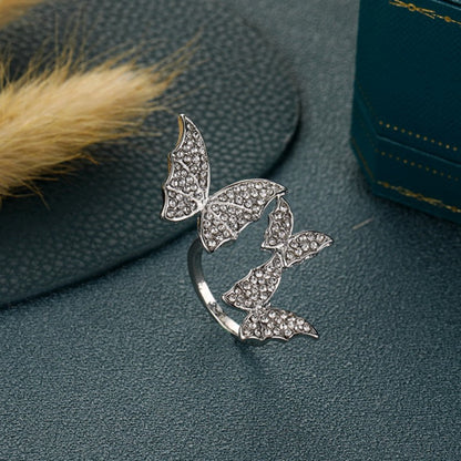 Anillos casuales de mariposa con diamantes de imitación para uso diario