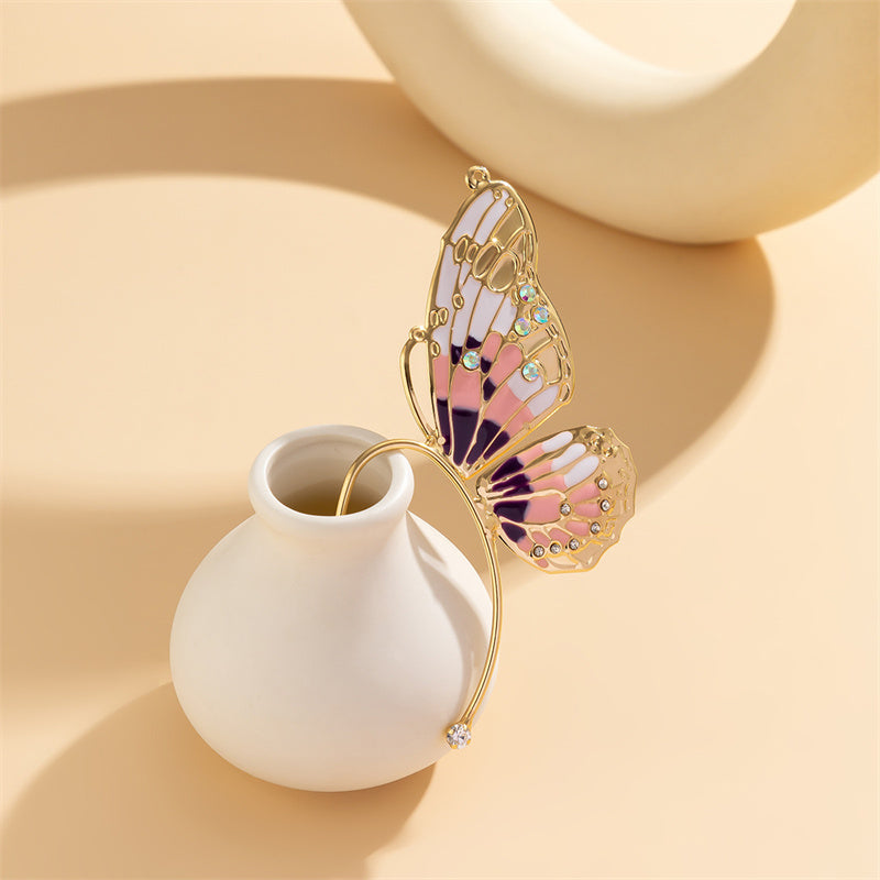 Pendientes casuales de mariposa con parches de diamantes de imitación