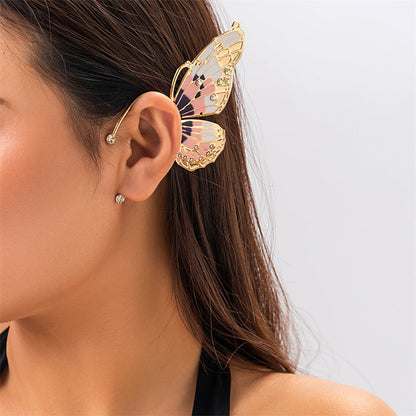 Pendientes casuales de mariposa con parches de diamantes de imitación