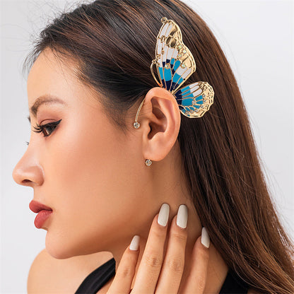 Pendientes casuales de mariposa con parches de diamantes de imitación