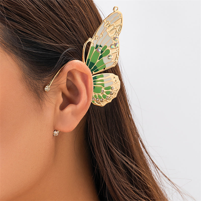 Pendientes casuales de mariposa con parches de diamantes de imitación