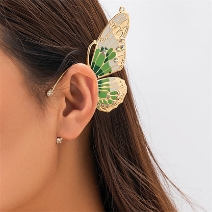 Pendientes casuales de mariposa con parches de diamantes de imitación