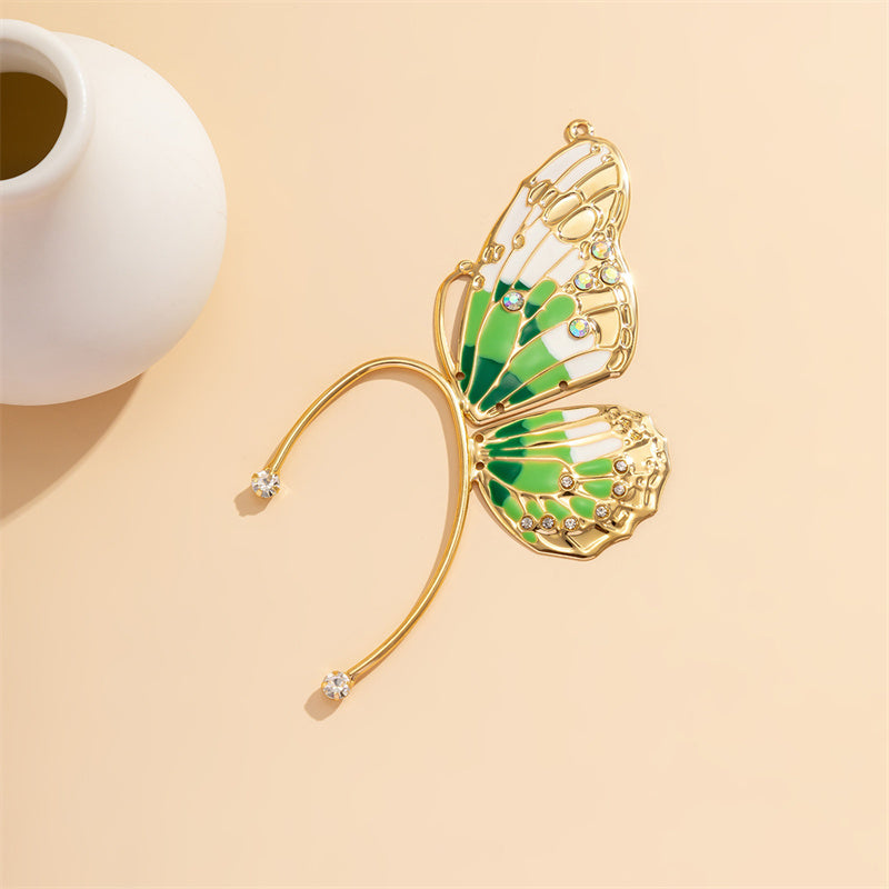 Pendientes casuales de mariposa con parches de diamantes de imitación