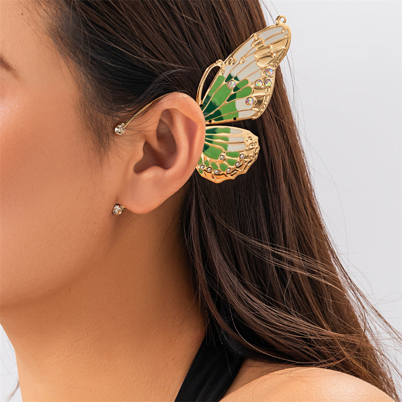 Pendientes casuales de mariposa con parches de diamantes de imitación