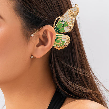 Pendientes casuales de mariposa con parches de diamantes de imitación