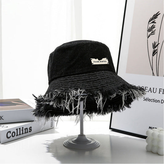 Gorra vaquera de pescador con laterales peludos para mujer, estilo dulce, fresco y picante.