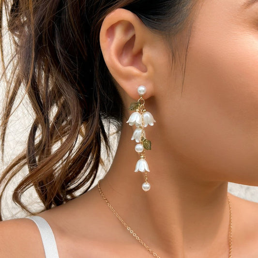 Pendientes casuales de perlas con diseño de patchwork