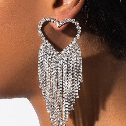 Pendientes de borlas con diamantes de imitación y patchwork para fiestas informales