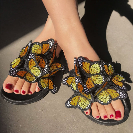 Zapatos casuales de diario con diseño de mariposas y patchwork, redondos y cómodos para exteriores.